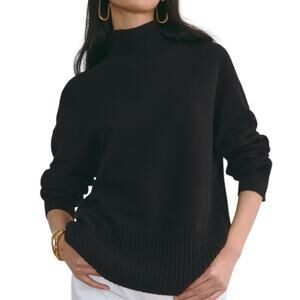 Everlane Black The Body Turtleneck In Cashmere Cropped Ribbed Size XXS